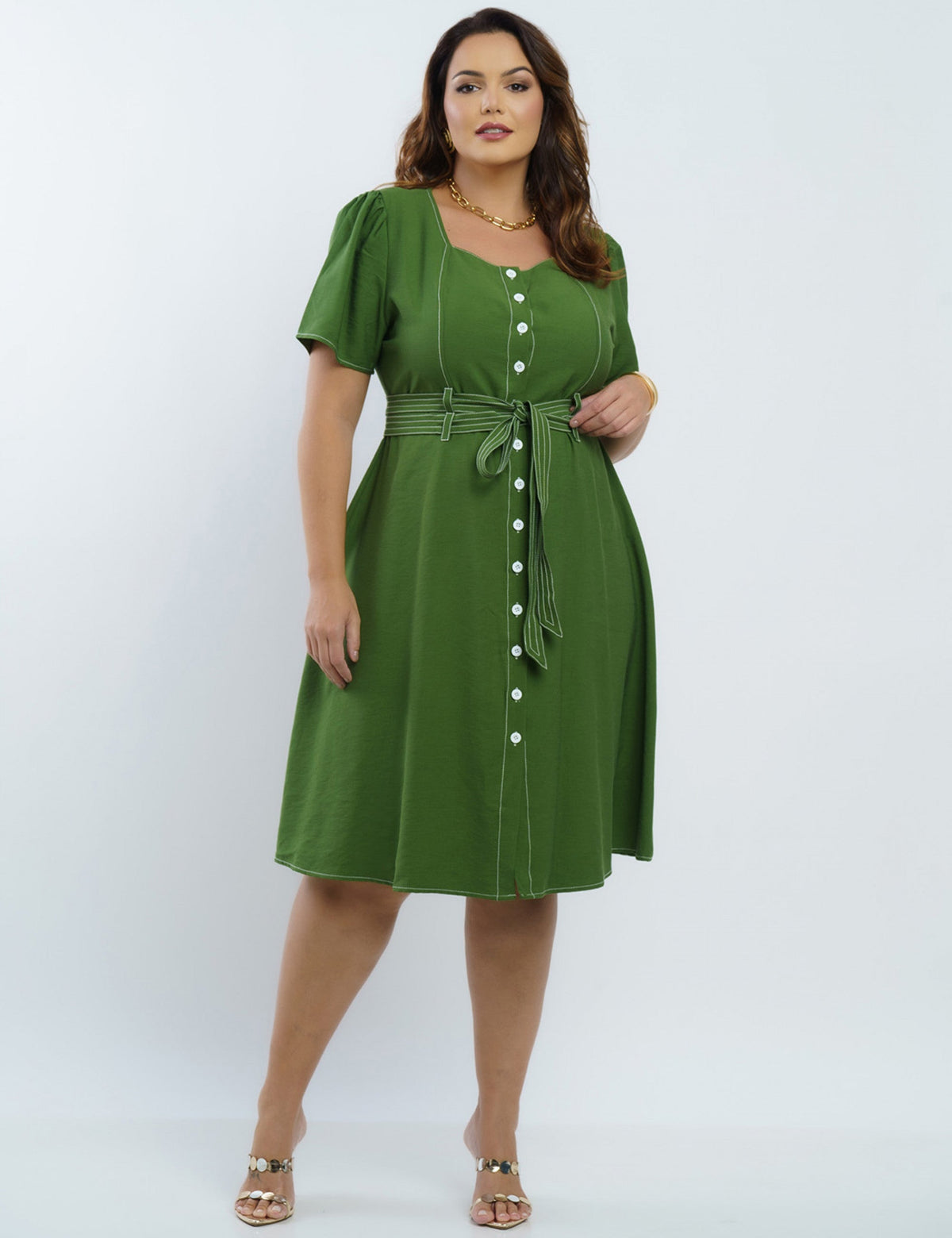 Vestido Curto Viscose Encorpado Com Pesponto