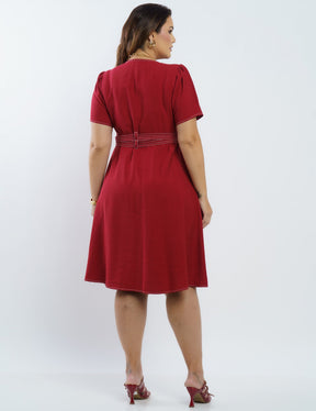 Vestido Curto Viscose Encorpado Com Pesponto