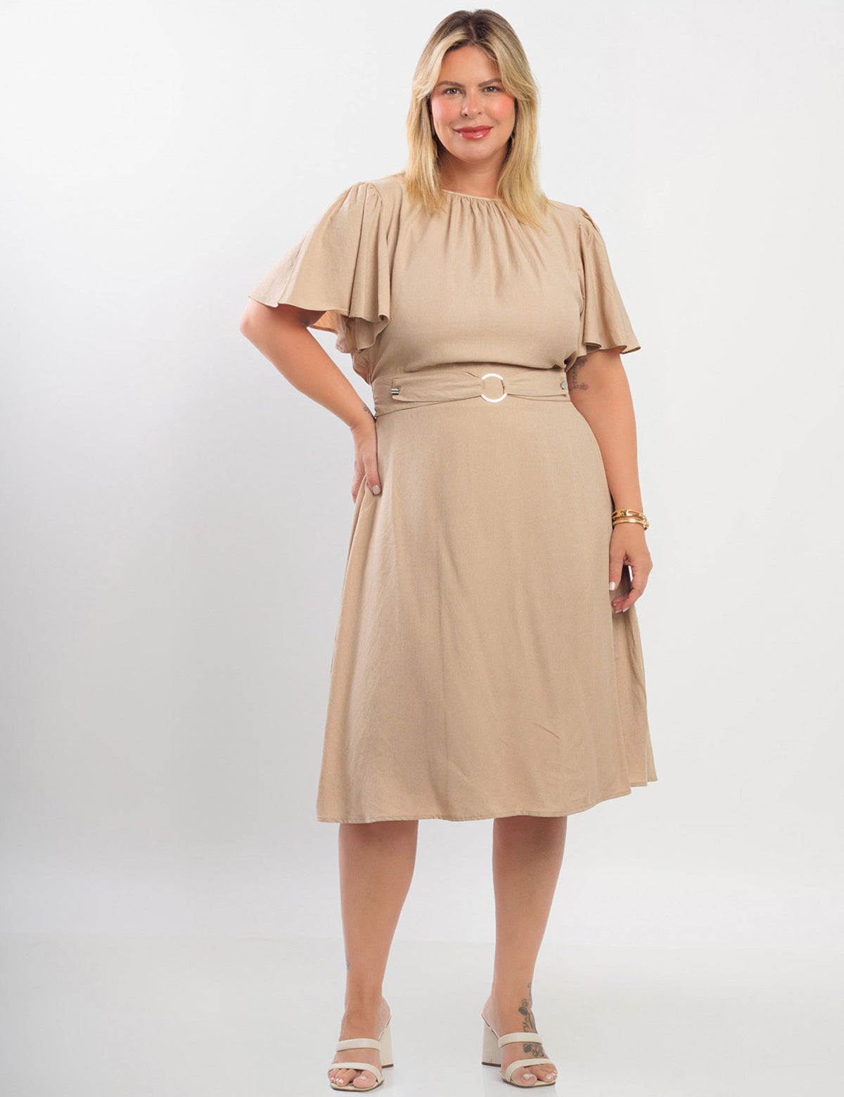 Vestido Curto Poliviscose Com Argola