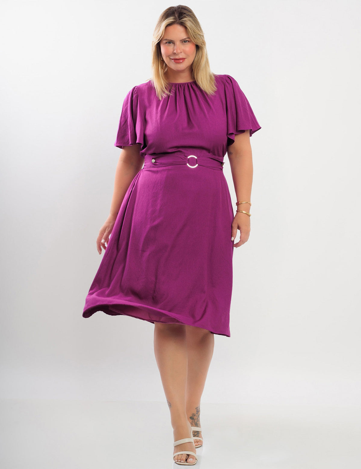 Vestido Curto Poliviscose Com Argola