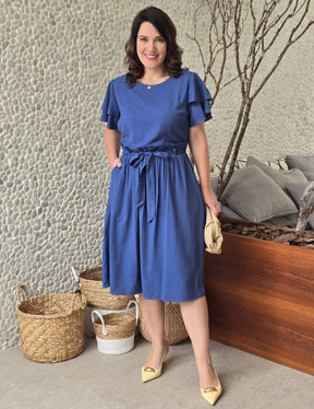 Vestido Curto Poliviscose Com Cinto