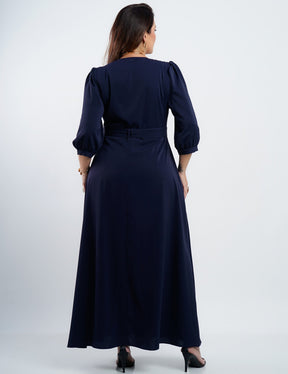 Vestido Longo Crepe Zíper Bolso