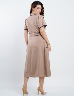 Vestido Midi Alfaiataria Com Vivo