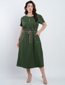 Vestido Midi Alfaiataria Com Vivo