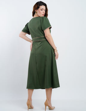 Vestido Midi Alfaiataria Com Vivo