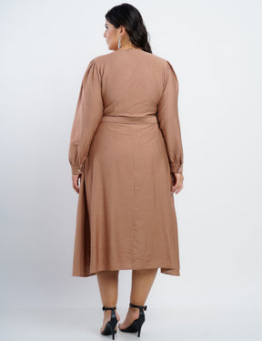 Vestido Midi Crepe Encorpado Com Pesponto