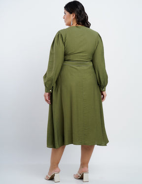 Vestido Midi Crepe Encorpado Com Pesponto