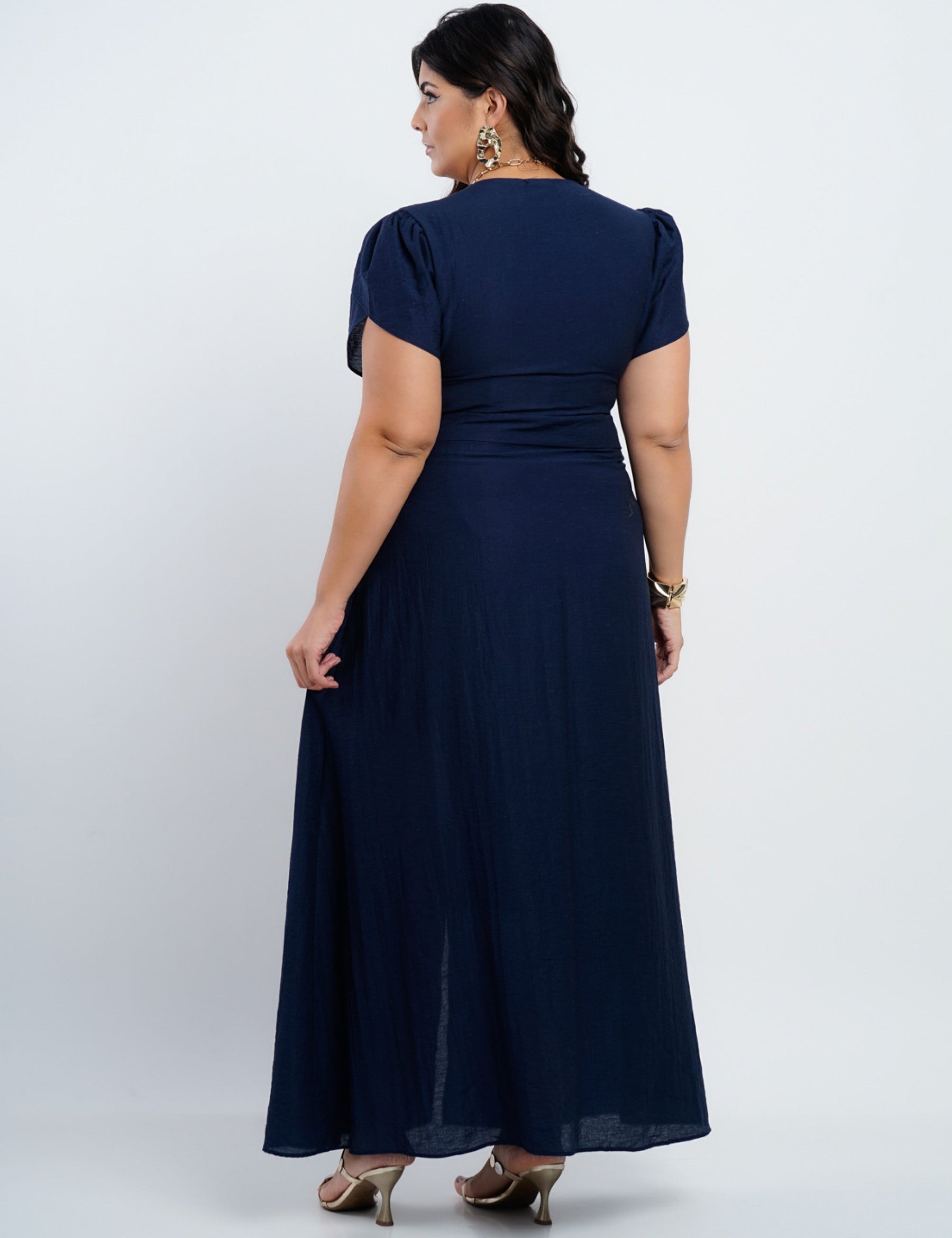 Vestido Longo Limen Com Pesponto