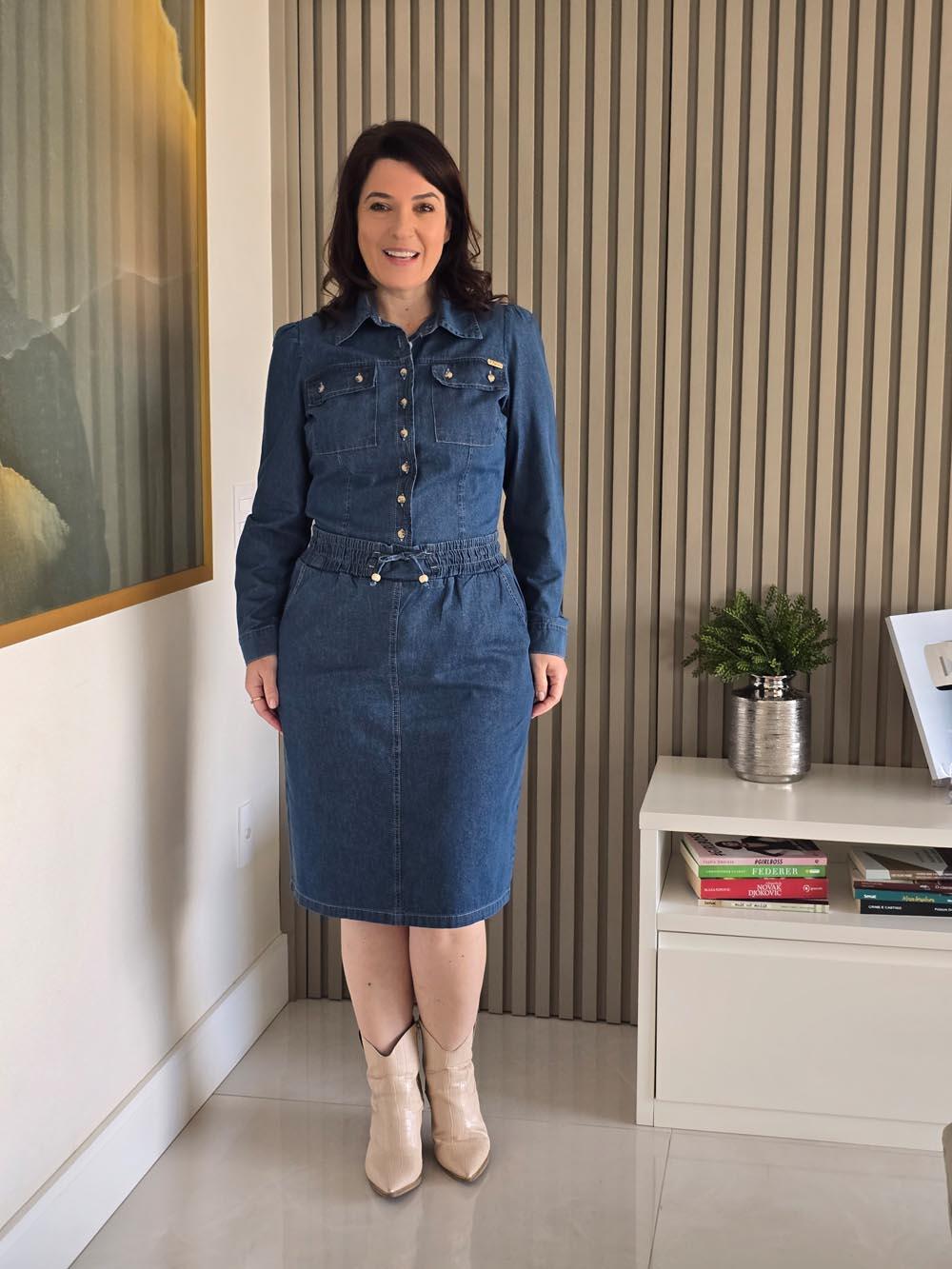 Conjunto Jeans (Camisa + Saia)