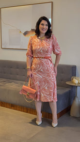 Vestido Manga Curta em Crepe