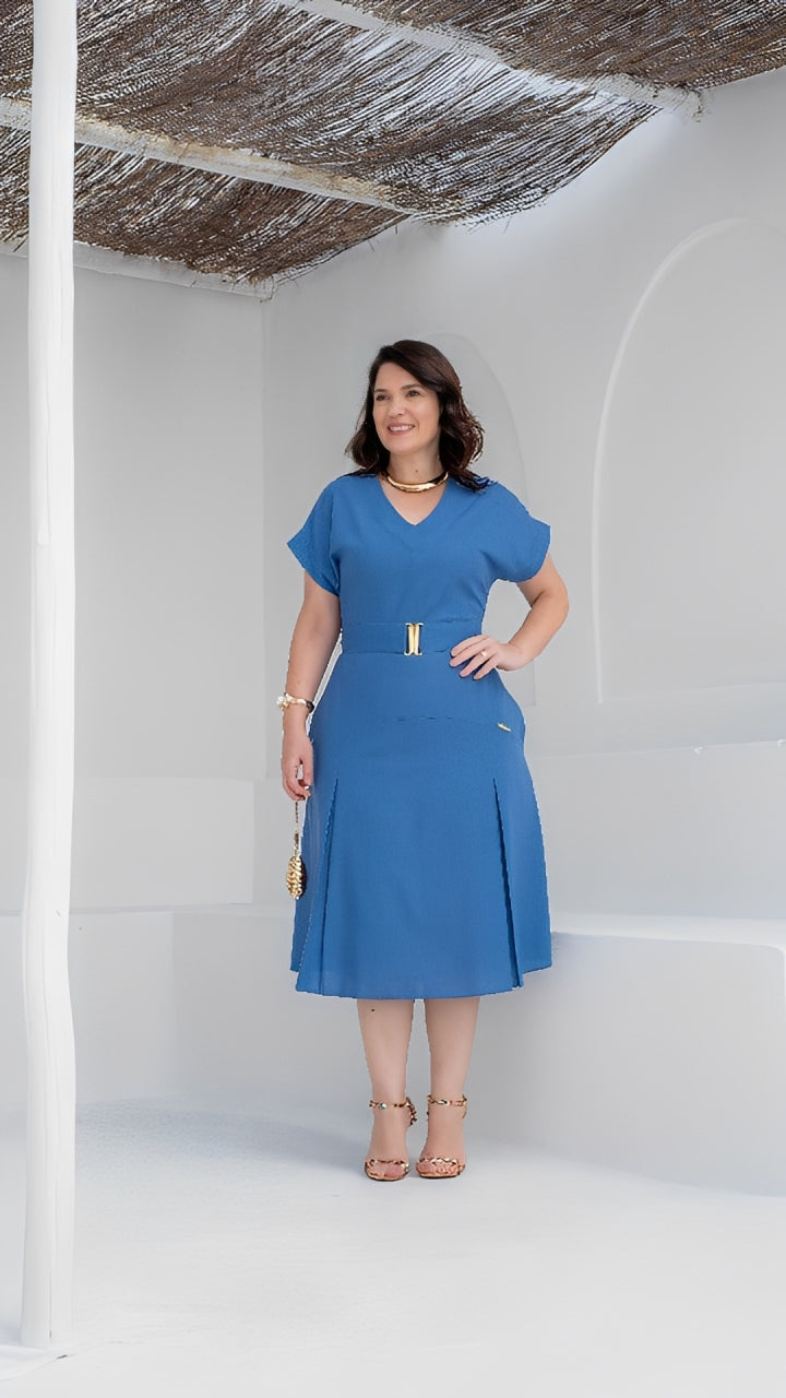 VESTIDO LINHO AZUL
