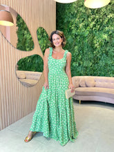 Vestido em Crepe Alcinha, Verde Floral