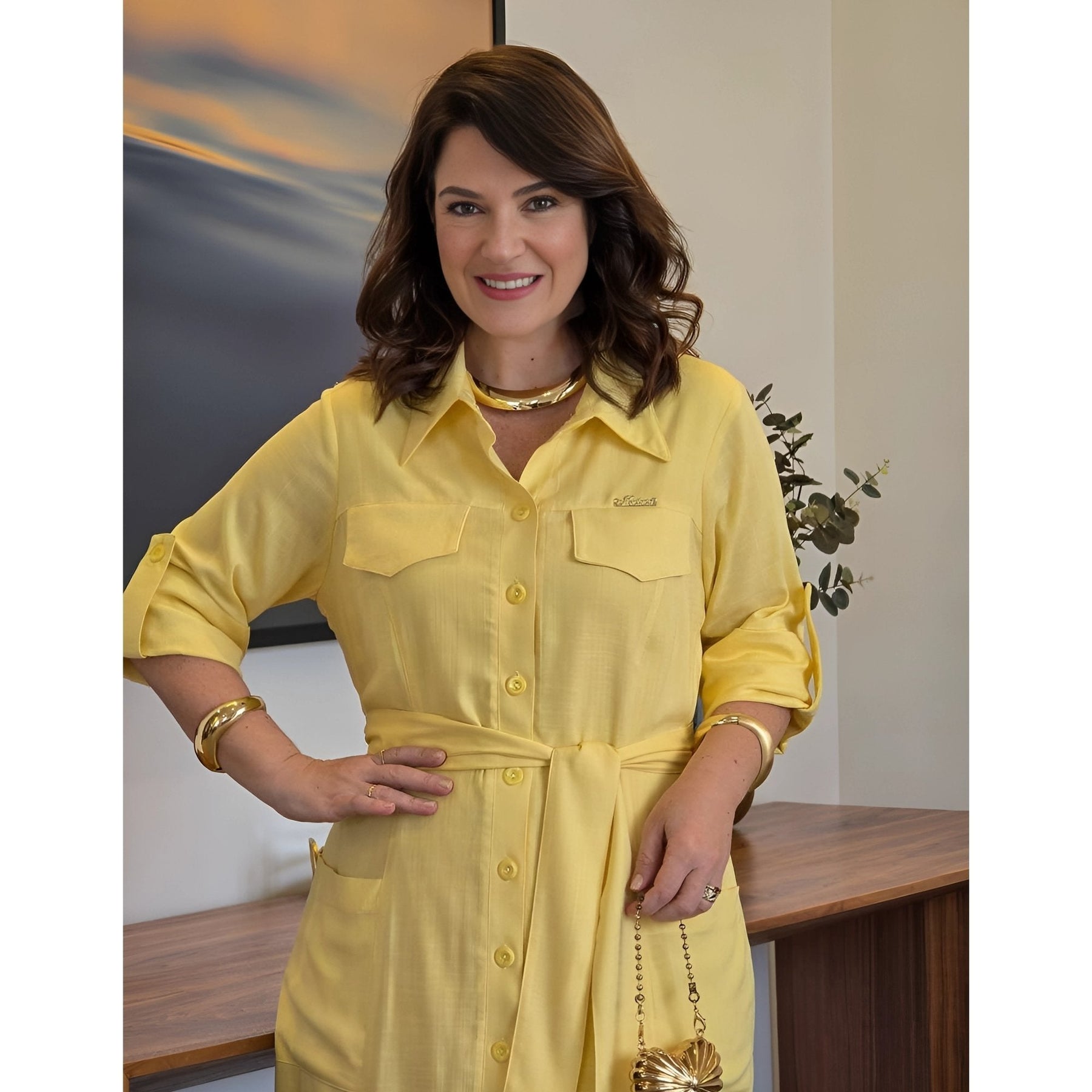 Chemisier Midi em Viscolinho