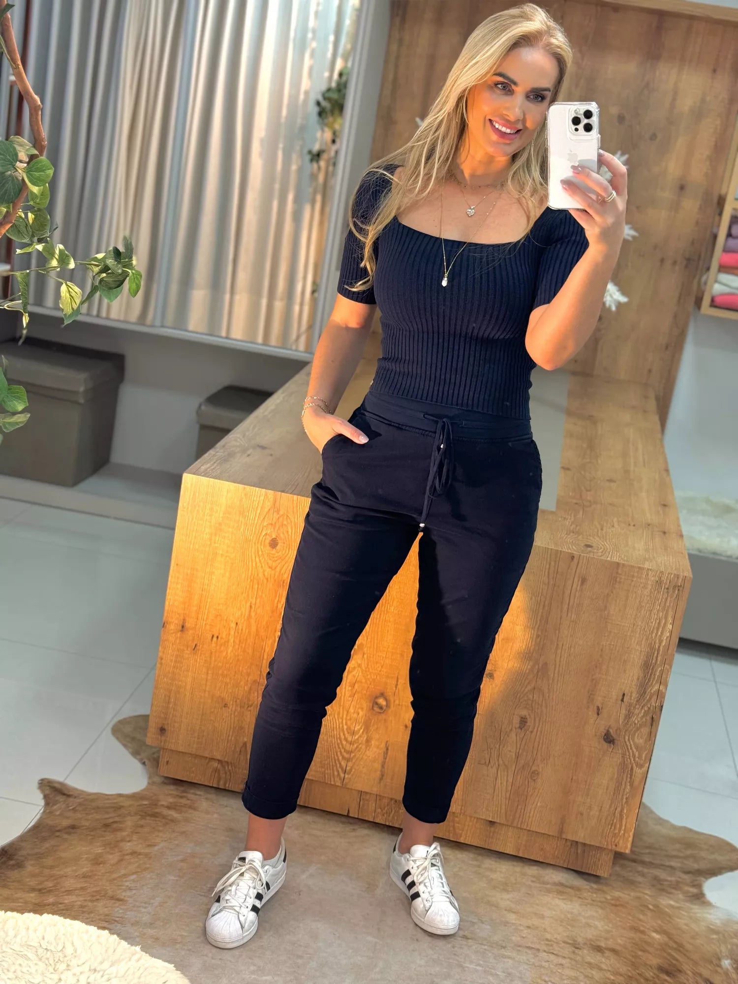 Calça De Sarja Com Cordão