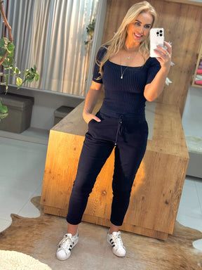 Calça De Sarja Com Cordão