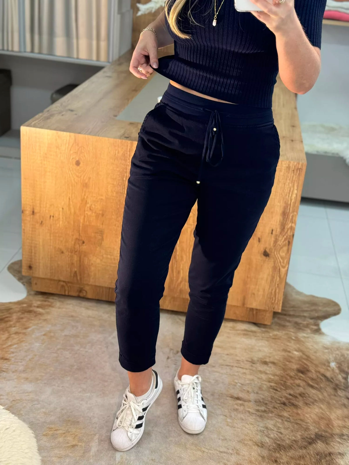 Calça De Sarja Com Cordão