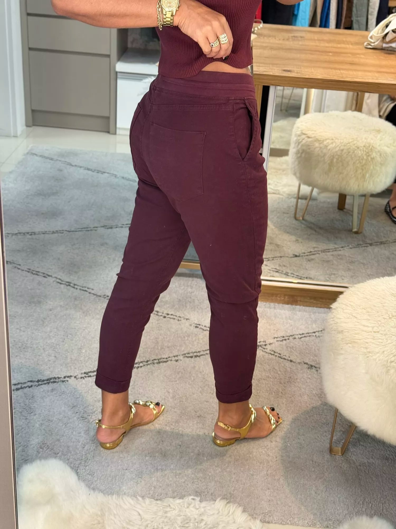 Calça De Sarja Com Cordão