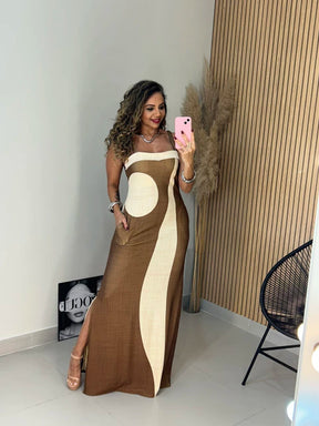 Vestido Longo c/ Alças Fenda Lateral Bela