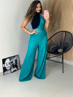 Macacão Pantalona Frente Única Laís Azul