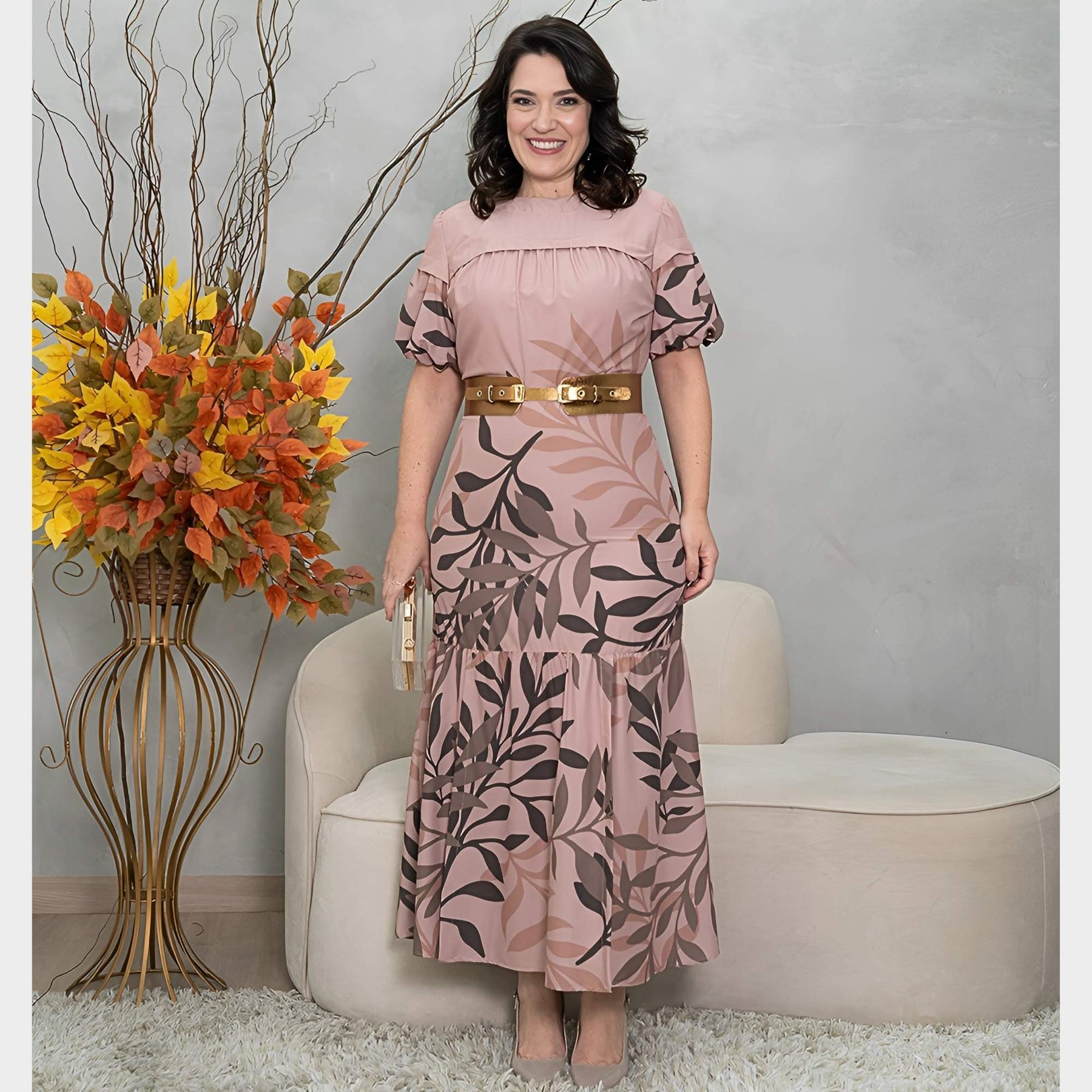 VESTIDO MAX ROSA EM CREPE KAULY