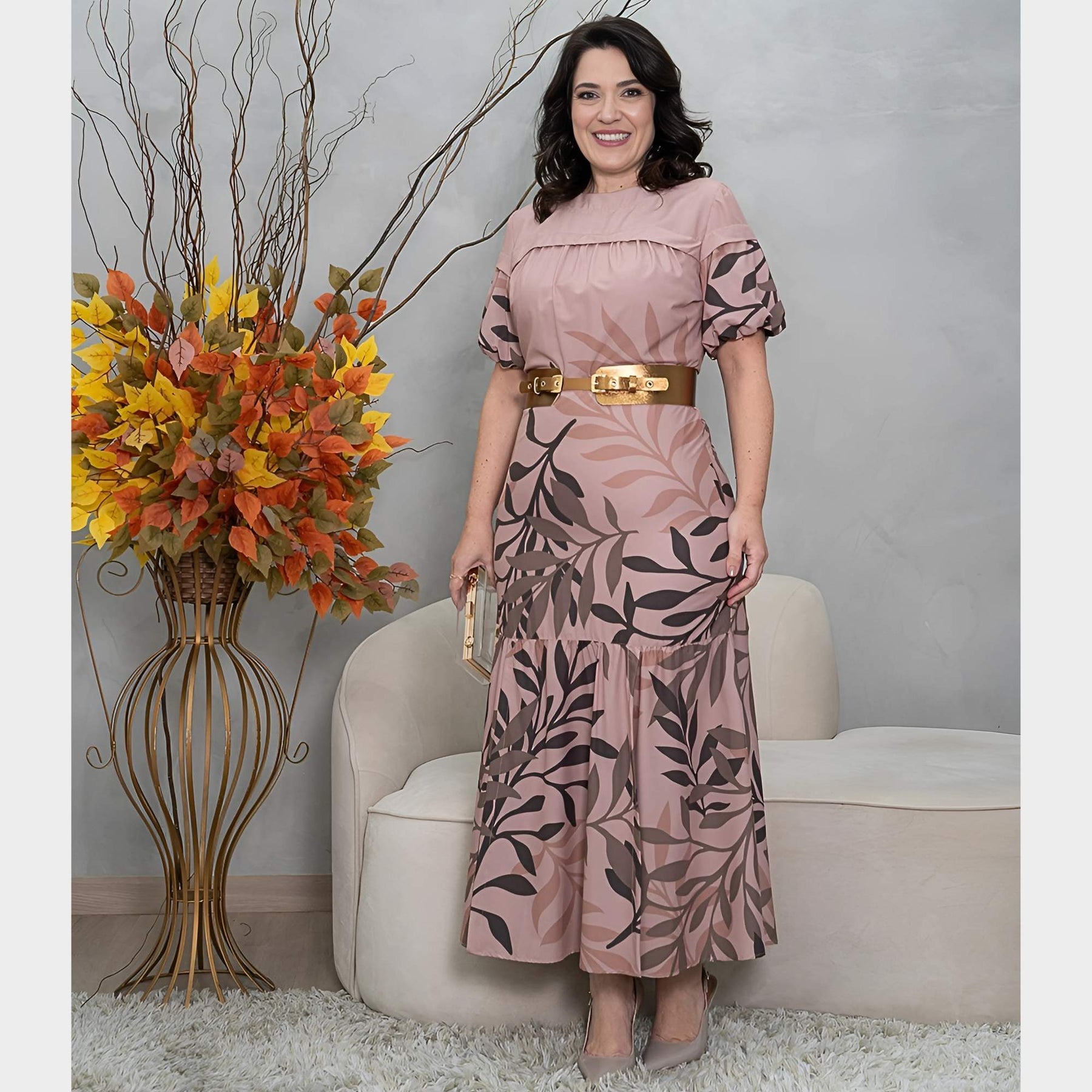 VESTIDO MAX ROSA EM CREPE KAULY